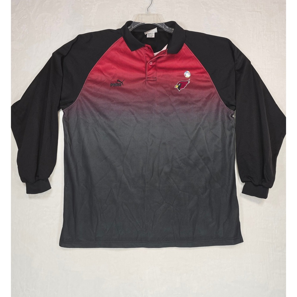 PUMA Arizona Cardinals NFL Mens 2XL Long Sleeve Polo Red Black Football